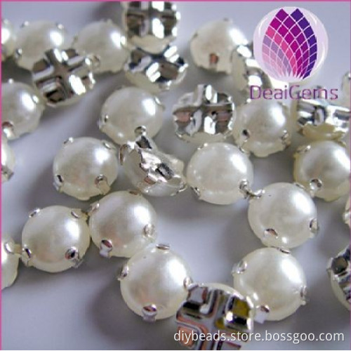 6mm white round imitation loose pearls acrylic sew on pearls